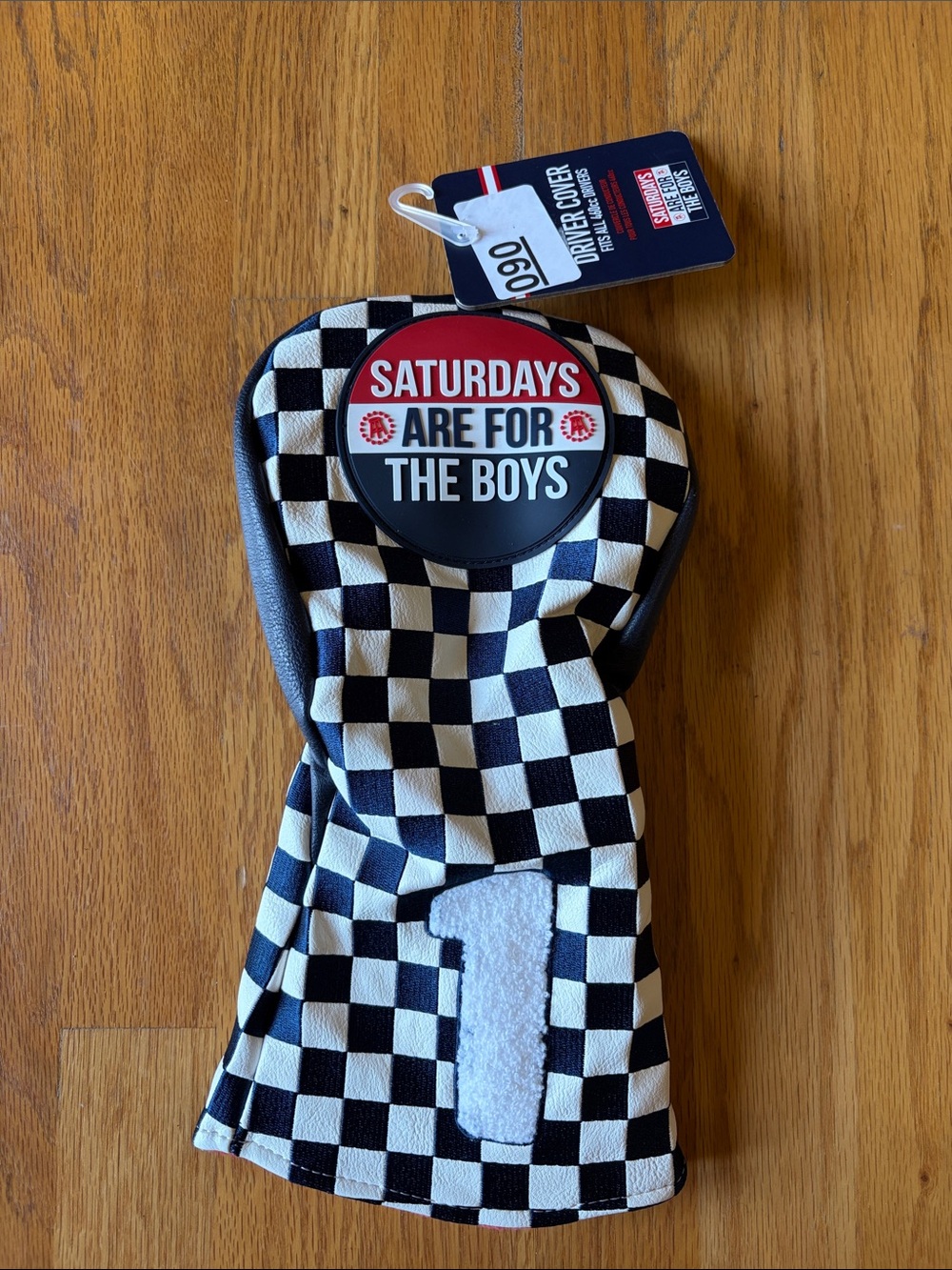 Checkered 'Saturdays Are For The Boys' Driver Headcover - Blie & White